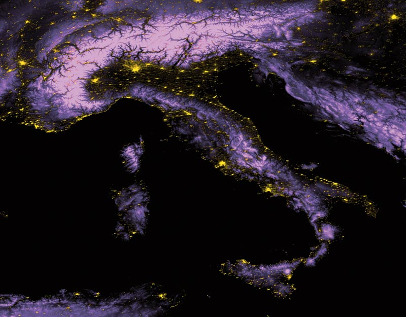 Italy by night from DMSP satellite