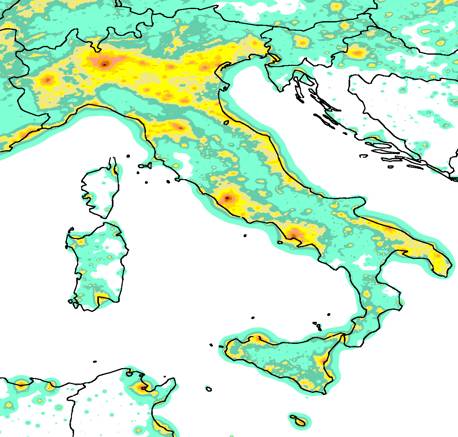 inquinamento luminoso in italia