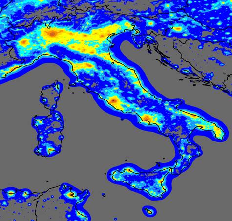 inquinamento luminoso in italia