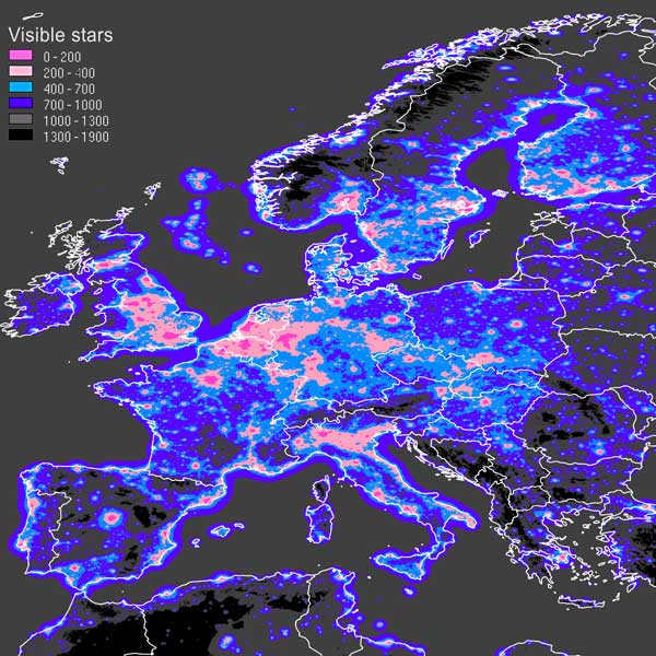 Dados sobre Poluição Luminosa / Visibilidade do céu nocturno no mundo