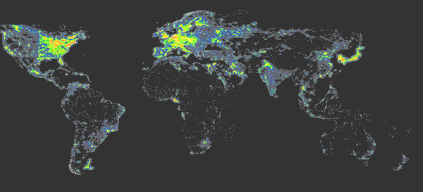 The World Atlas of sea level artificial night sky brightness