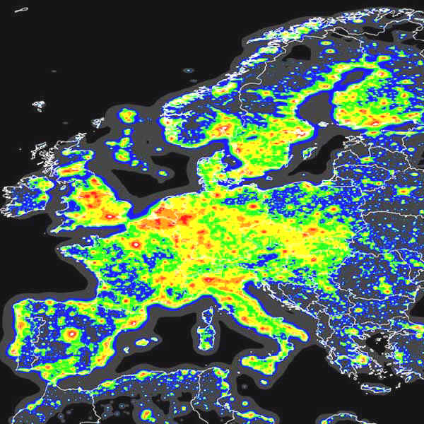 Lichtverschmutzung in Europa